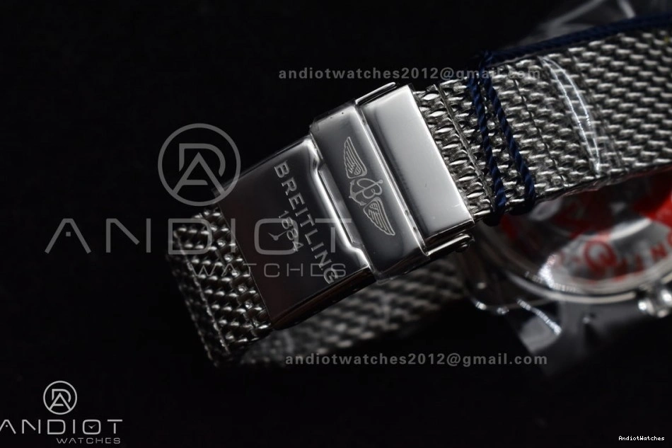 1169 Blue II 42mm Heritage on Bezel SS SuperOcean A Mesh Fashionable Dial Blue Ceramic SS BLSF Bracelet 0811